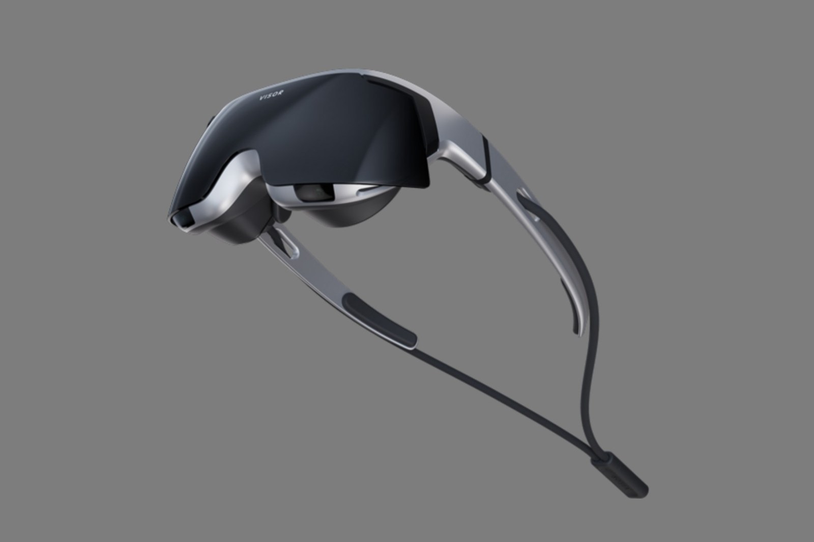 Immersed Visor headset render showing the slim visor form factor and tethered battery cable