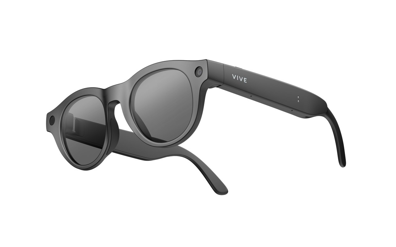 HTC Vive Eagle smart glasses, Pantos round frame in Charcoal Black with sunglass lenses