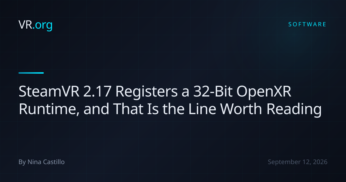 SteamVR 2.17 Registers a 32-Bit OpenXR Runtime, and That Is the Line ...